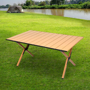 Levede Folding Camping Table Portable Roll Up Outdoor Picnic BBQ Table Oak