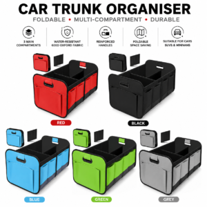 Foldable Car Trunk Organiser Multi-Compartment 600D Oxford Storage Box for Cars, SUVs & 4WDs – Available in 5 Colours