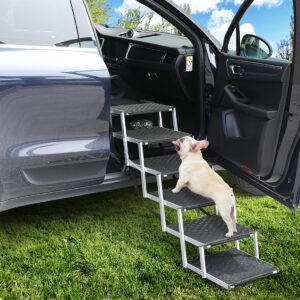 PaWz Foldable Dog Stairs Pet Ramp for Car SUV Bed Adjustable Travel Steps 90kg