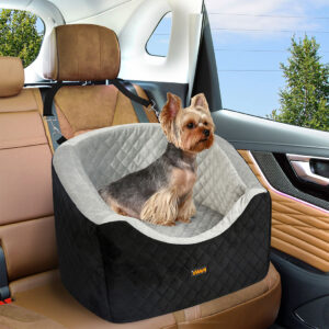 PaWz Dog Car Booster Seat with Safety Belt Pet Travel Bed Waterproof Washable Black