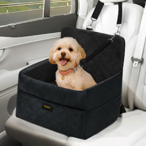 PaWz Pet Car Booster Seat for Small Dogs Portable Travel Bed Waterproof Safety Belt Black