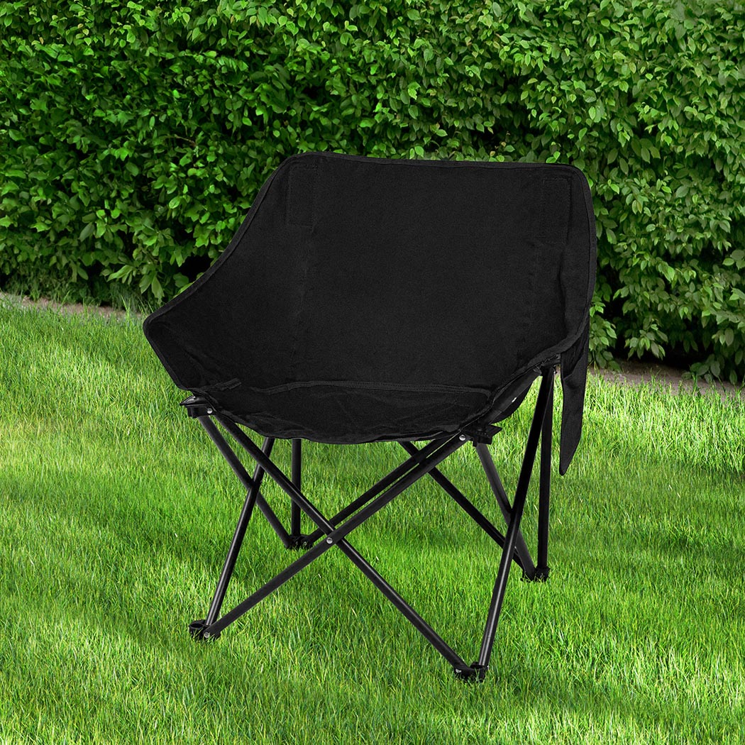 Levede Folding Moon Camping Chair Portable Outdoor Camping Chair Lightweight Black 130kg