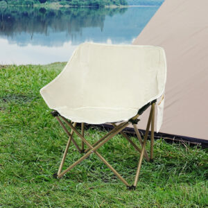 Levede Folding Moon Camping Chair Portable Outdoor Camping Chair Lightweight Beige130kg