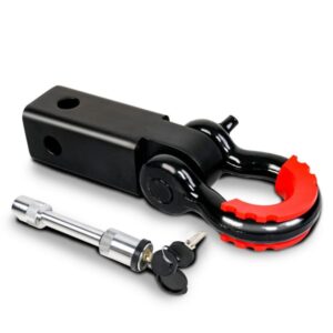X-BULL 5T Hitch Receiver Recovery Point with 4.75T Bow Shackle – 50mm Tow Bar Recovery Hitch for 4WD Off Road Vehicles – Forged Aluminium 11,000lb Rated