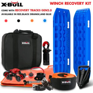 X-BULL Complete 4WD Recovery Kit with Gen 2.0 Recovery Tracks, Snatch Strap, Shackles, Snatch Block & Recovery Accessories – Blue