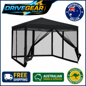 INSTAHUT 3x3m Pop Up Gazebo Marquee with Mesh Walls Black Outdoor Camping Canopy