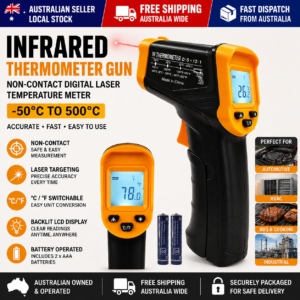 Infrared Thermometer Gun Non-Contact Digital Laser Temperature Meter -50°C to 500°C for Automotive, HVAC, BBQ, Cooking & Industrial Use
