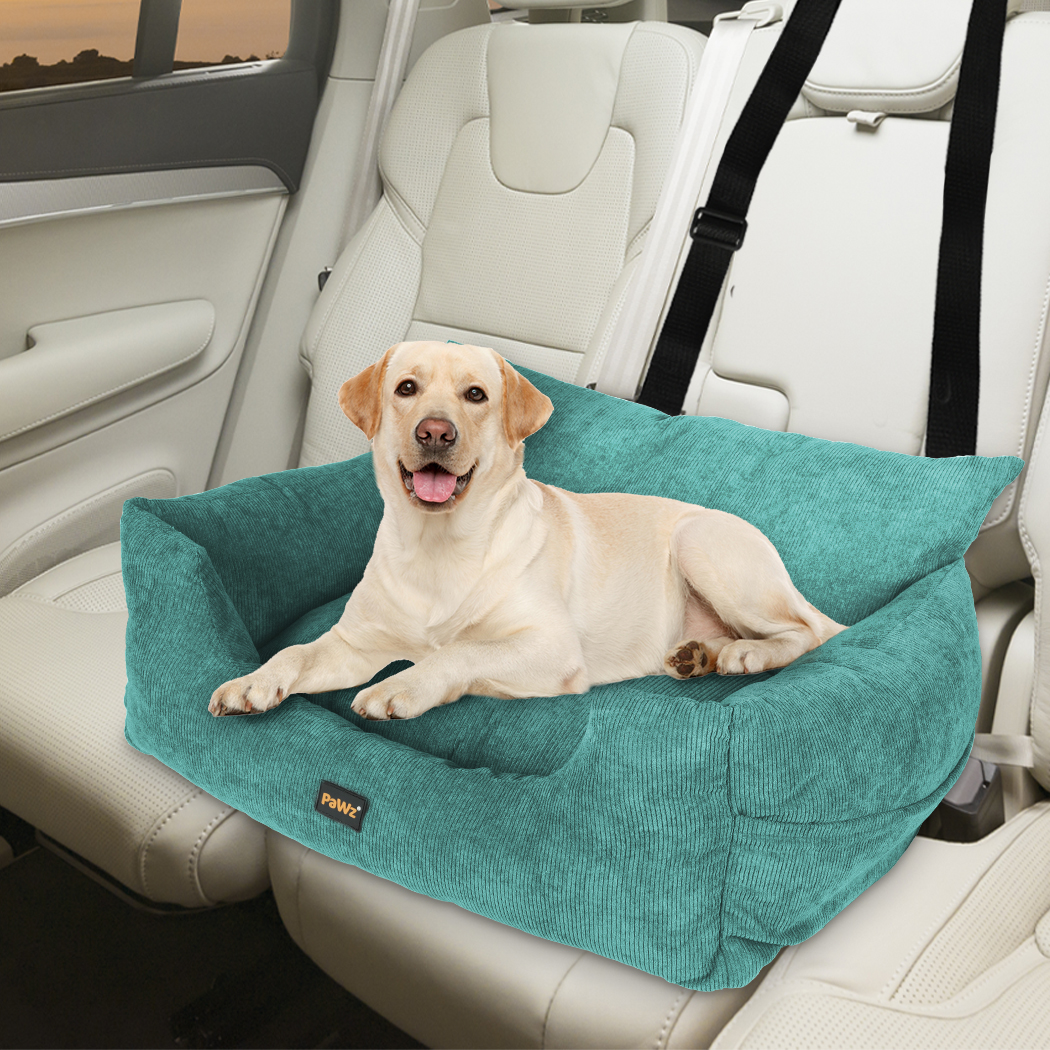 PaWz Pet Car Booster Seat Dog Car Bed Travel Carrier with Safety Belts – Medium & Large – Grey or Green - Image 4