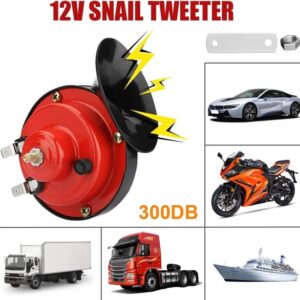 12V/24V Dual Air Horn 300dB Super Loud Car Truck Motorcycle Waterproof Horn Kit – Red