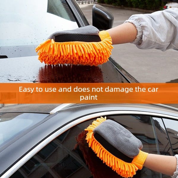 Chenille Car Wash Mitt Waterproof Cleaning Glove Microfibre Scratch Free Blue - Image 5