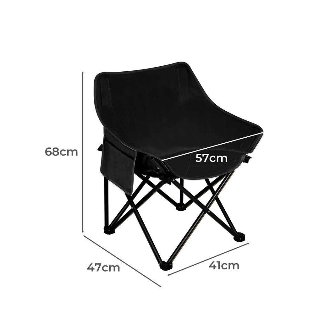 Levede Folding Moon Camping Chair Portable Outdoor Camping Chair Lightweight Black 130kg - Image 4
