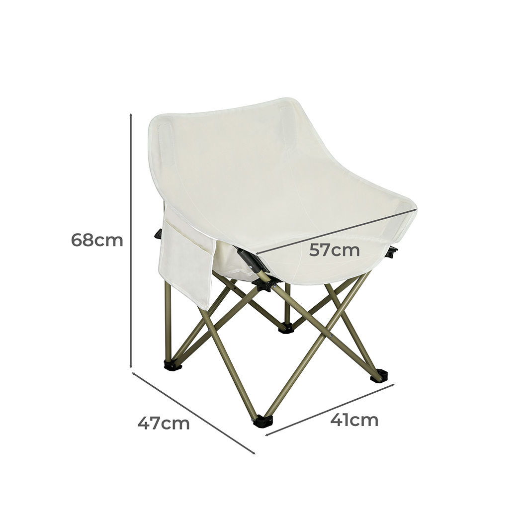 Levede Folding Moon Camping Chair Portable Outdoor Camping Chair Lightweight Beige130kg - Image 4