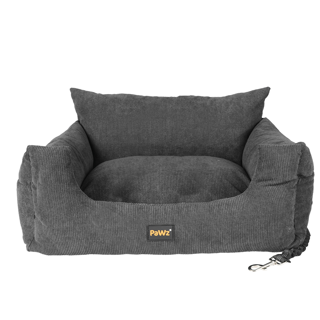 PaWz Pet Car Booster Seat Dog Car Bed Travel Carrier with Safety Belts – Medium & Large – Grey or Green - Image 2