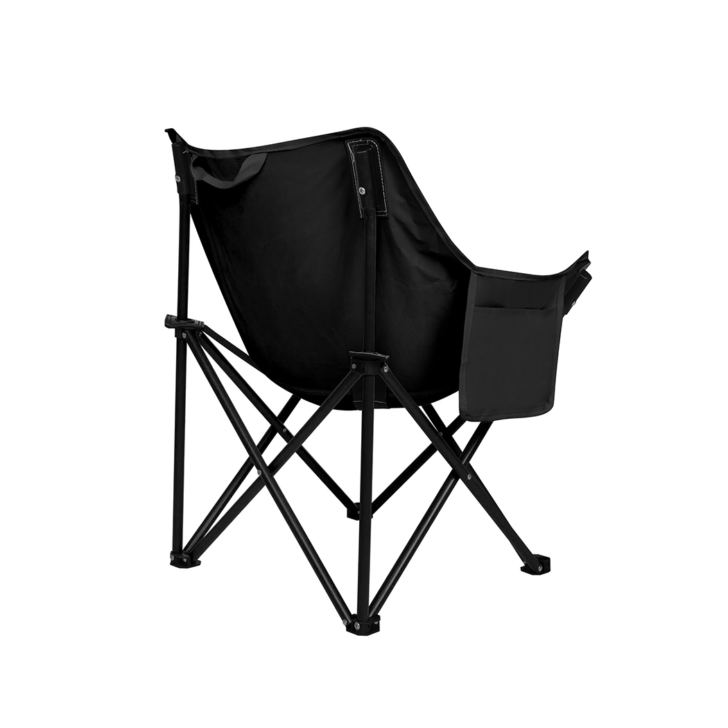 Levede Folding Moon Camping Chair Portable Outdoor Camping Chair Lightweight Black 130kg - Image 3