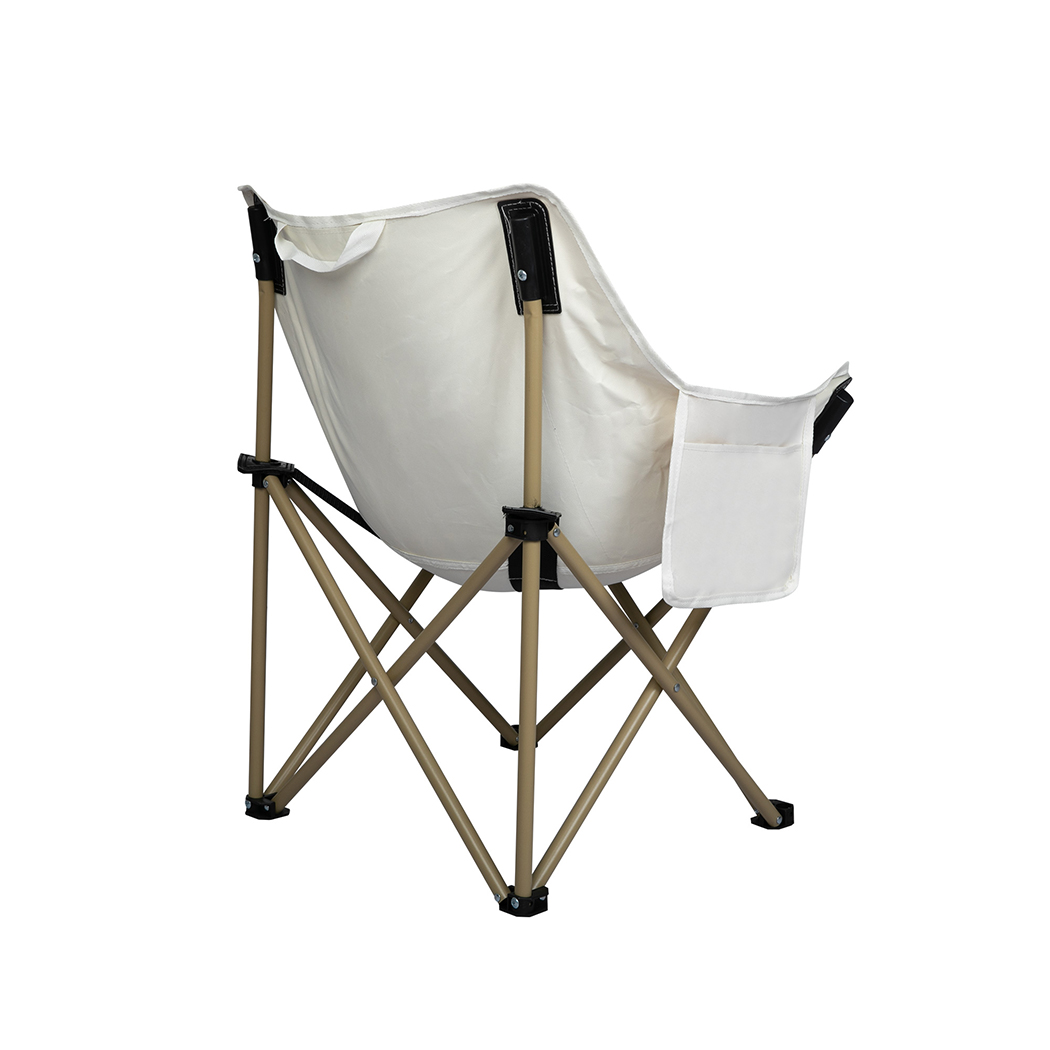 Levede Folding Moon Camping Chair Portable Outdoor Camping Chair Lightweight Beige130kg - Image 3