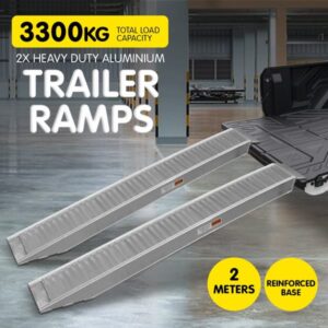 Kartrite 2m Heavy Duty Aluminium Loading Ramps – 1650kg Capacity Each, 2 Pack for ATV, Motorbike & Mower