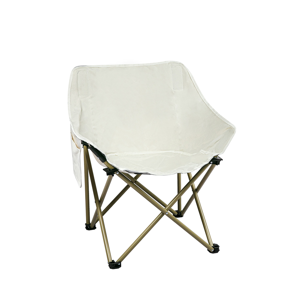Levede Folding Moon Camping Chair Portable Outdoor Camping Chair Lightweight Beige130kg - Image 2
