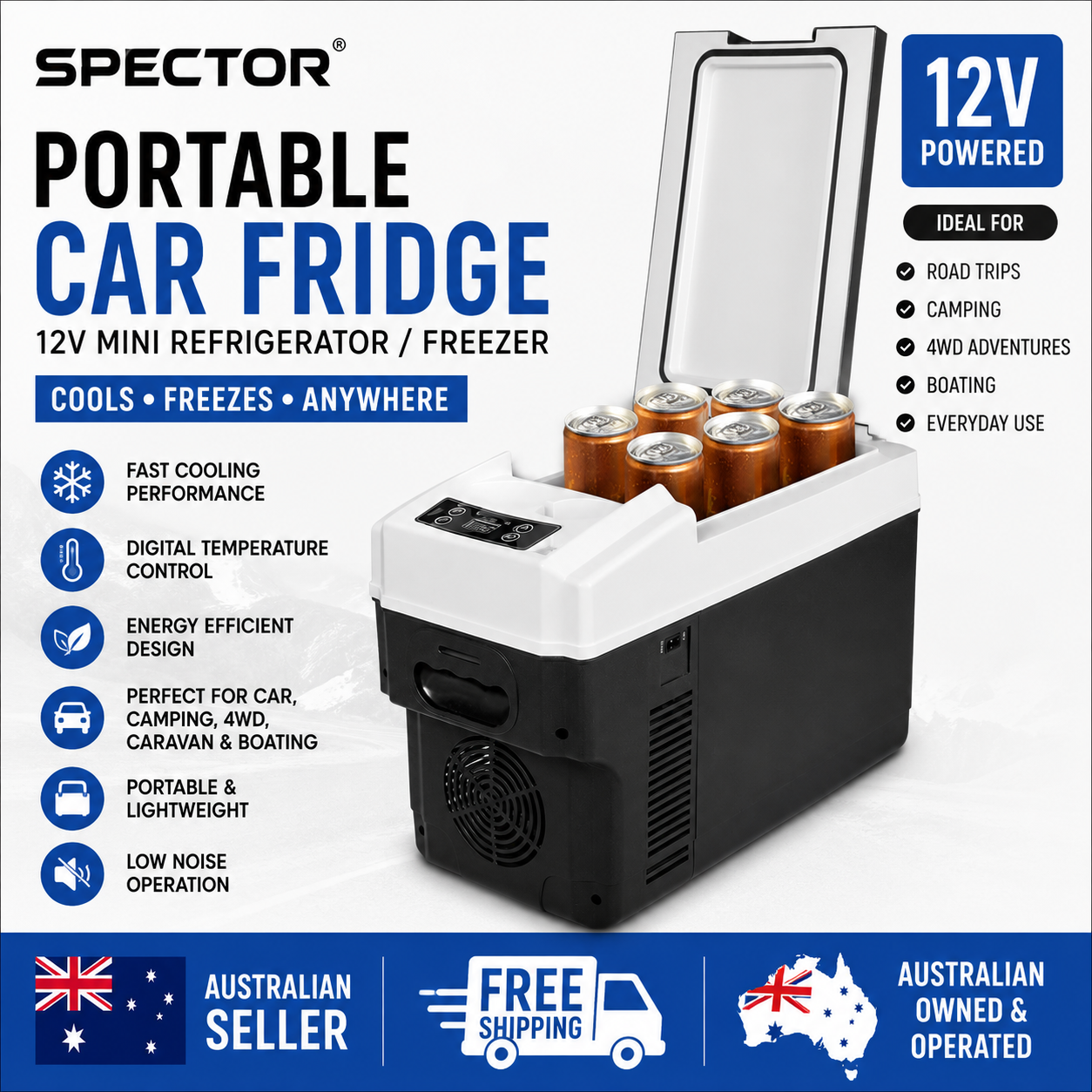 Spector 13L Portable Car Fridge Freezer 12V 24V Mini Cooler Warmer Camping - Image 8