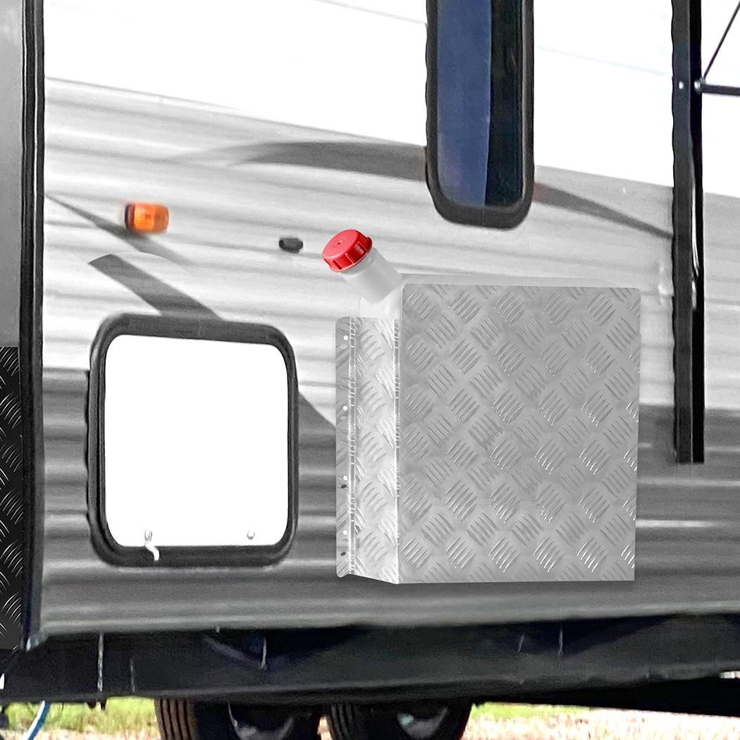 Manan Caravan Diesel Heater Fuel Tank Cover Silver 10L 15L Aluminium Checker Plate Protective Housing - Image 2