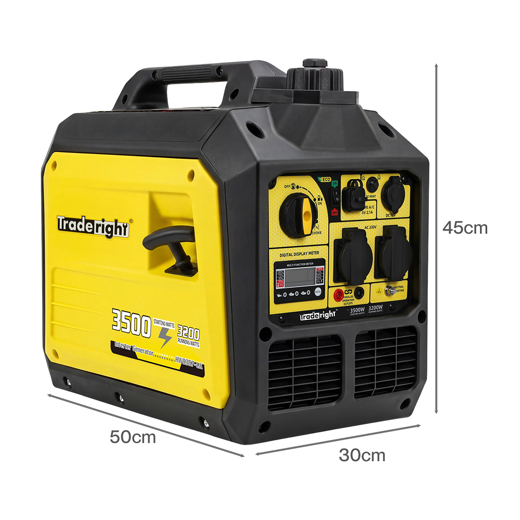 Traderight 3500W Petrol Inverter Generator Pure Sine Wave Portable Silent 149cc ECO Power Generator - Image 3