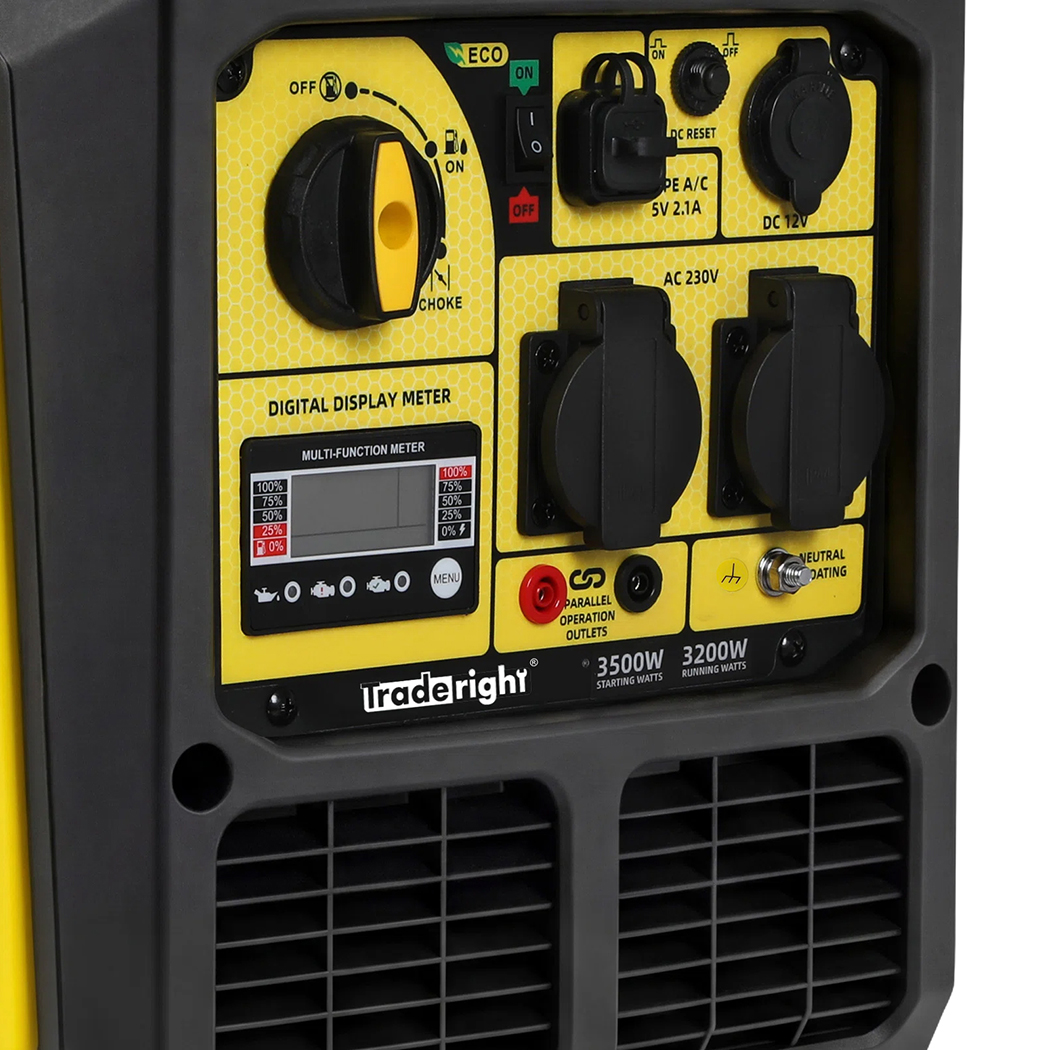 Traderight 3500W Petrol Inverter Generator Pure Sine Wave Portable Silent 149cc ECO Power Generator - Image 4