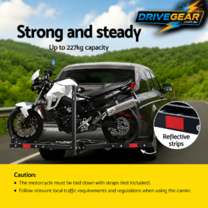 Giantz Motorcycle Carrier Rack 227kg 2" Towbar Hitch Ramp Adjustable Height