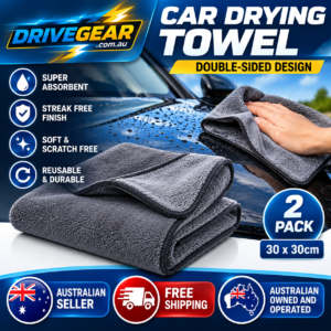 2 Pack Microfibre Cleaning Cloths 30x30cm – Double-Sided Car Drying Towels for Glass, Paint & Household Cleaning
