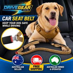 Tactical Dog Leash Heavy Duty 4-6FT Bungee Lead with Dual Padded Handles & Car Seatbelt Clip – Coyote Brown