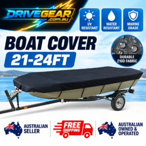21–24FT Trailerable Boat Cover 210D Marine Grade Grey – UV & Mildew Resistant