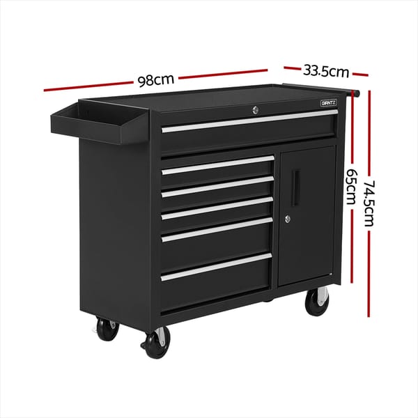 Giantz 6 Drawer Tool Trolley Cabinet 100kg Steel Toolbox Storage Chest Garage Workshop - Image 7