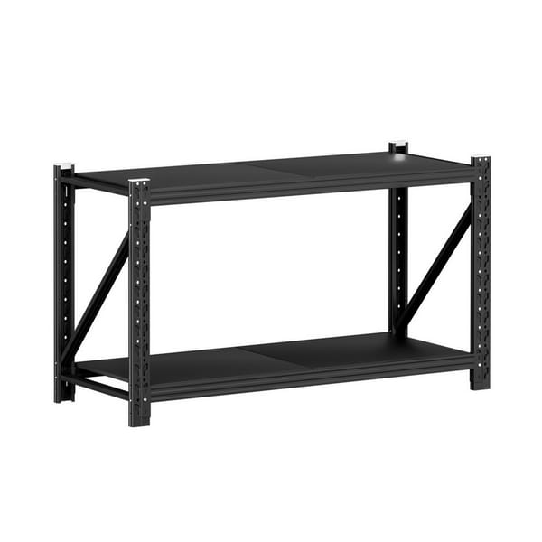 Giantz 1.5m Garage Shelving Rack 2 Tier 200kg Steel Storage Shelf Black - Image 7