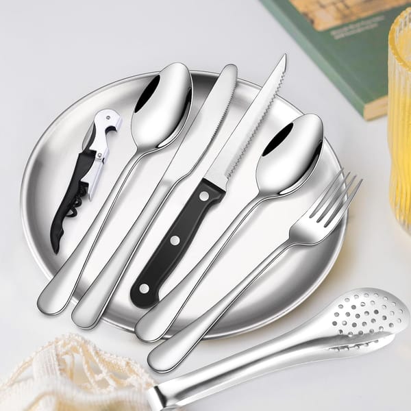 20-Piece Camping Cutlery & Tableware Set with Carry Case – Stainless Steel Picnic Utensils, Plates & Bottle Opener - Image 6