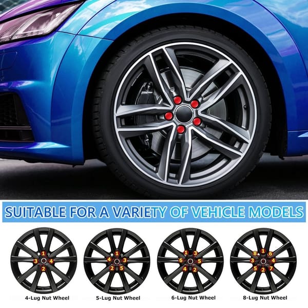 Red Wheel Nut Covers 12x1.5mm, 20Pcs Carbon Steel Lug Nut Caps for Car Wheels - Image 3