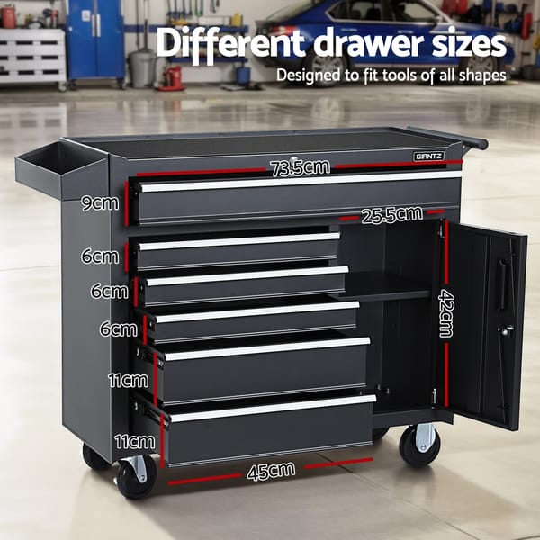 Giantz 6 Drawer Tool Trolley Cabinet 100kg Steel Toolbox Storage Chest Garage Workshop - Image 5