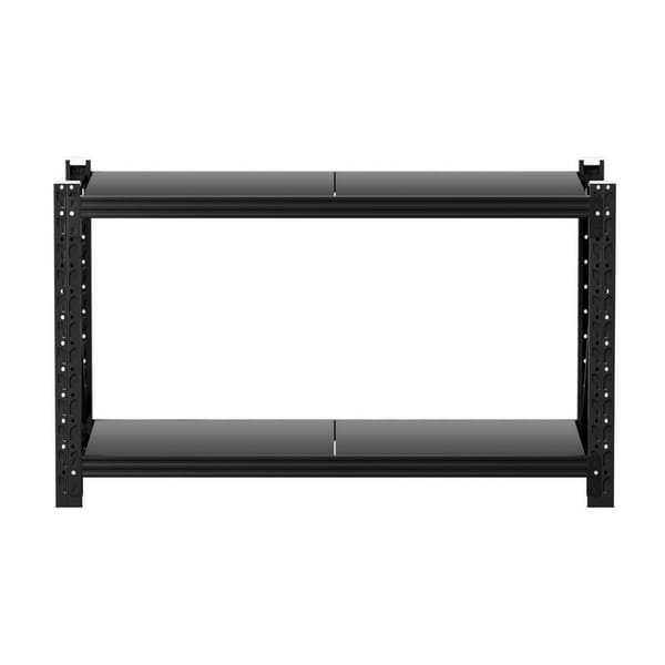 Giantz 1.5m Garage Shelving Rack 2 Tier 200kg Steel Storage Shelf Black - Image 5