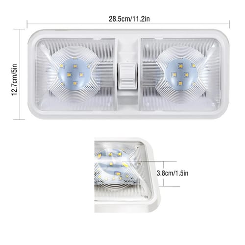 2 Pack 12V LED RV Ceiling Lights – 800LM Double Dome Interior Lights for Caravan, Camper & Boat - Image 7