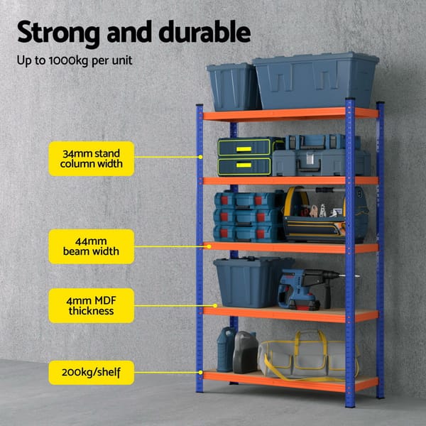 Giantz 5 Tier Garage Storage Shelving Rack 90x40x180cm Heavy Duty 1000kg - Image 4