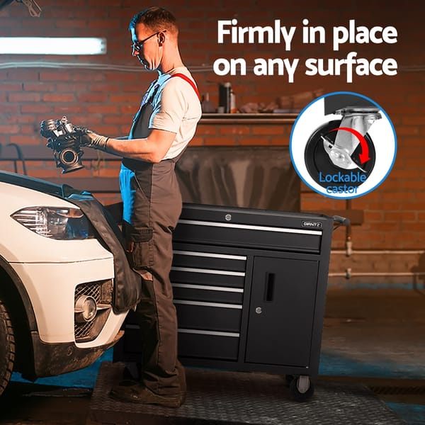 Giantz 6 Drawer Tool Trolley Cabinet 100kg Steel Toolbox Storage Chest Garage Workshop - Image 4