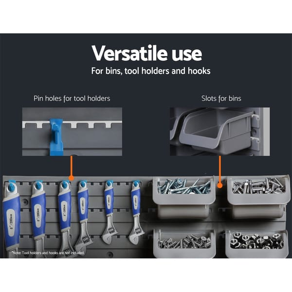 Giantz 96 Bin Storage Rack Wall Mounted Tool Organiser Pegboard Garage Workshop - Image 2
