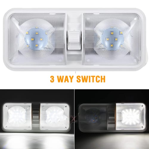 2 Pack 12V LED RV Ceiling Lights – 800LM Double Dome Interior Lights for Caravan, Camper & Boat - Image 5
