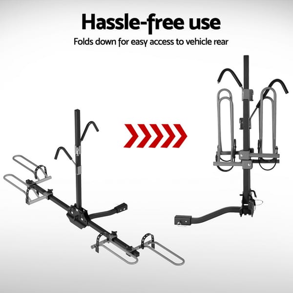Giantz 2 Bike Carrier Rack – 2" Hitch Mount Platform Foldable Car Bicycle Rack 36kg - Image 2