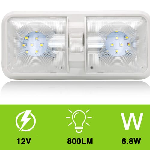 2 Pack 12V LED RV Ceiling Lights – 800LM Double Dome Interior Lights for Caravan, Camper & Boat - Image 2