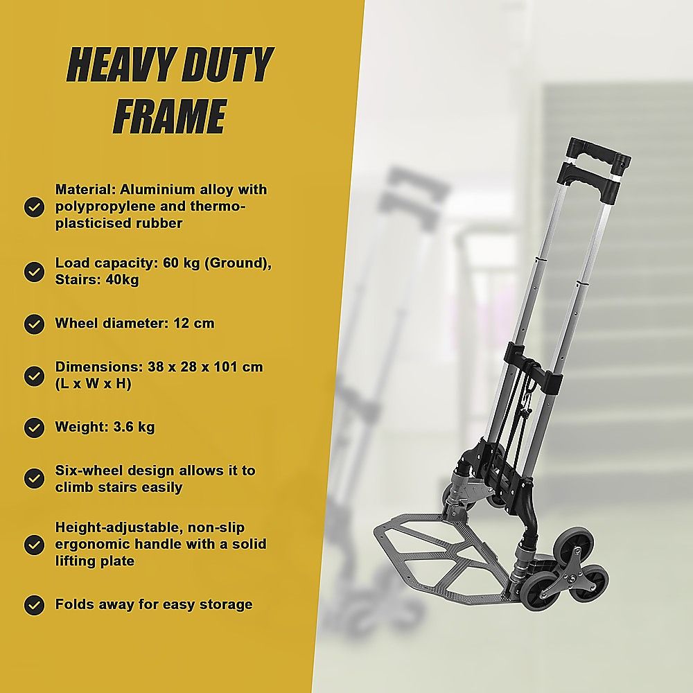 6-Wheel Stair Climbing Trolley – Folding Aluminium Hand Truck - Image 3