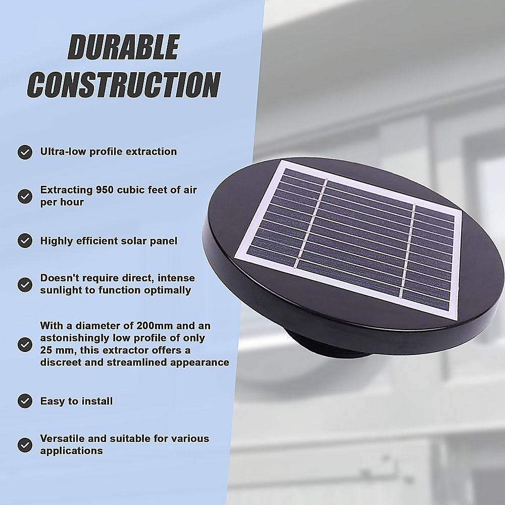 Solar Powered Roof Vent Fan – RV Caravan Boat Greenhouse & Shed Ventilator - Image 5