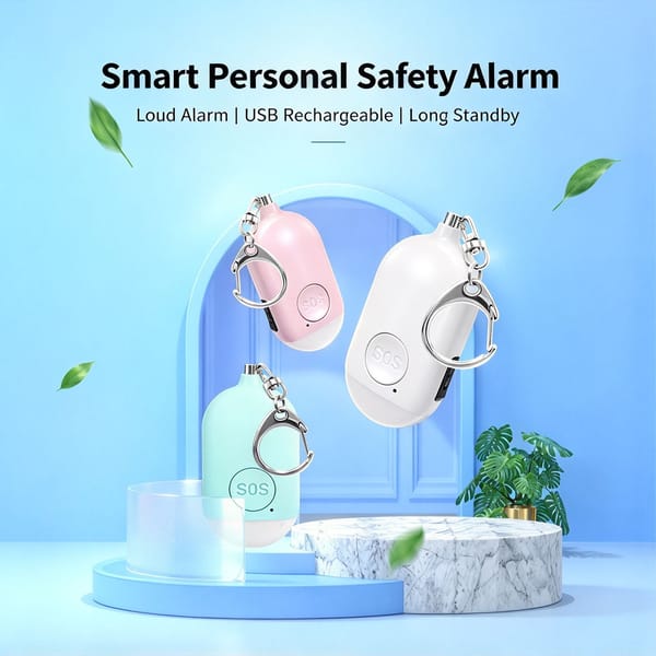 130dB Rechargeable Personal Safety Alarm with Flashlight B300 – Portable Emergency Keyring Siren - Image 2