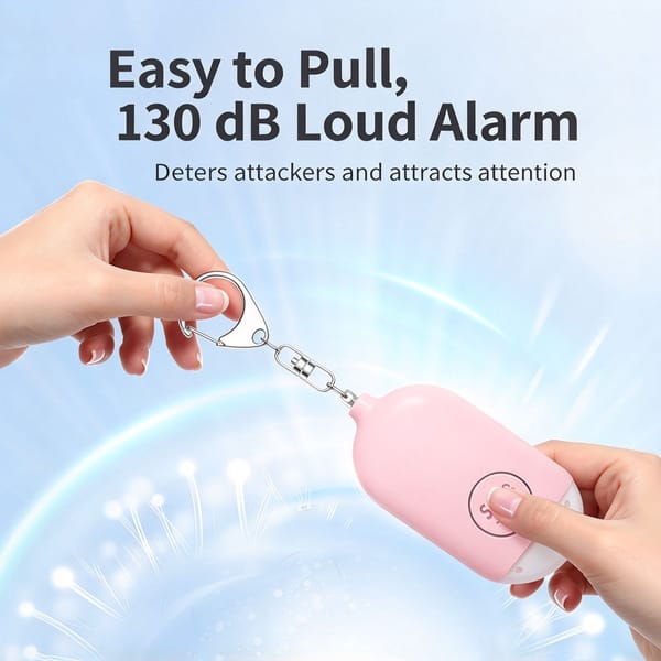 130dB Rechargeable Personal Safety Alarm with Flashlight B300 – Portable Emergency Keyring Siren - Image 5