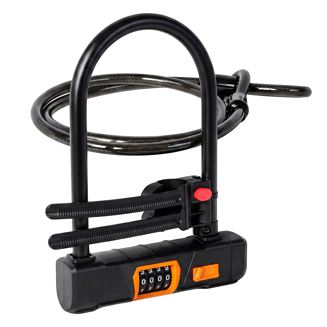 4 Digit Bicycle D Lock with Security Cable, Keyless Bike and Scooter Lock - Image 9