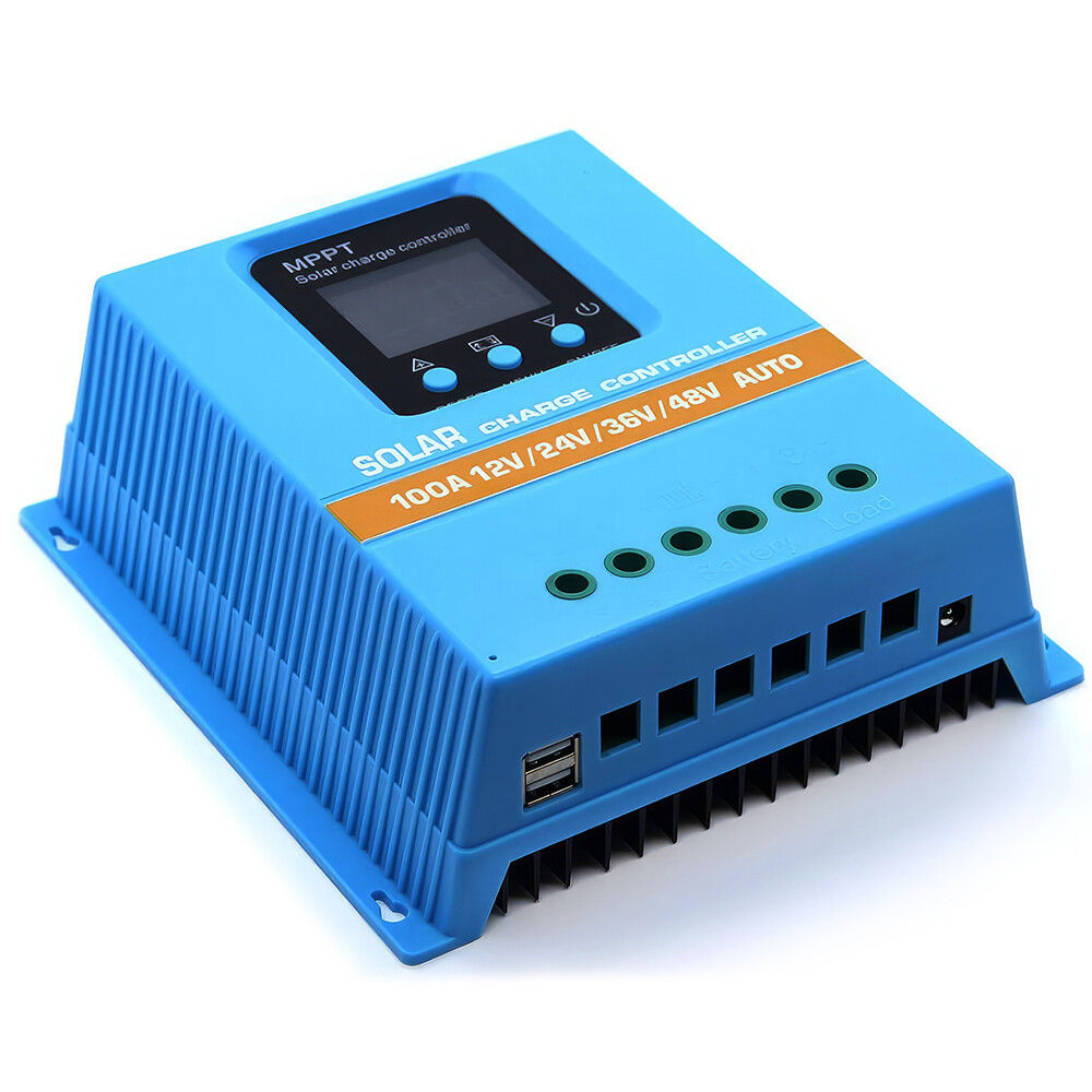 100A MPPT Solar Charge Controller, 12V–48V, LCD Display and Dual USB, Blue - Image 5