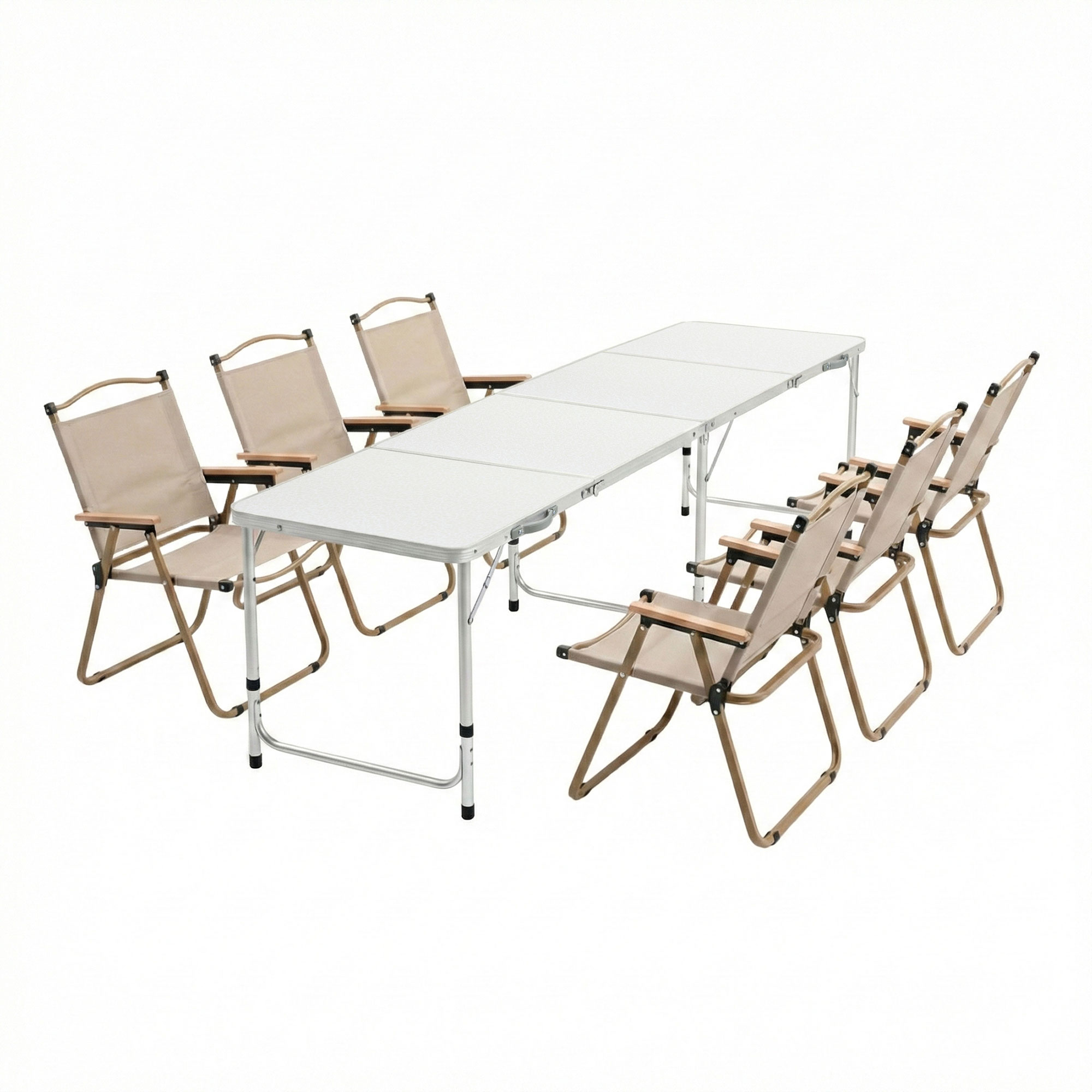 7-Piece Camping Table & Chair Set, 240cm Table | Weisshorn
