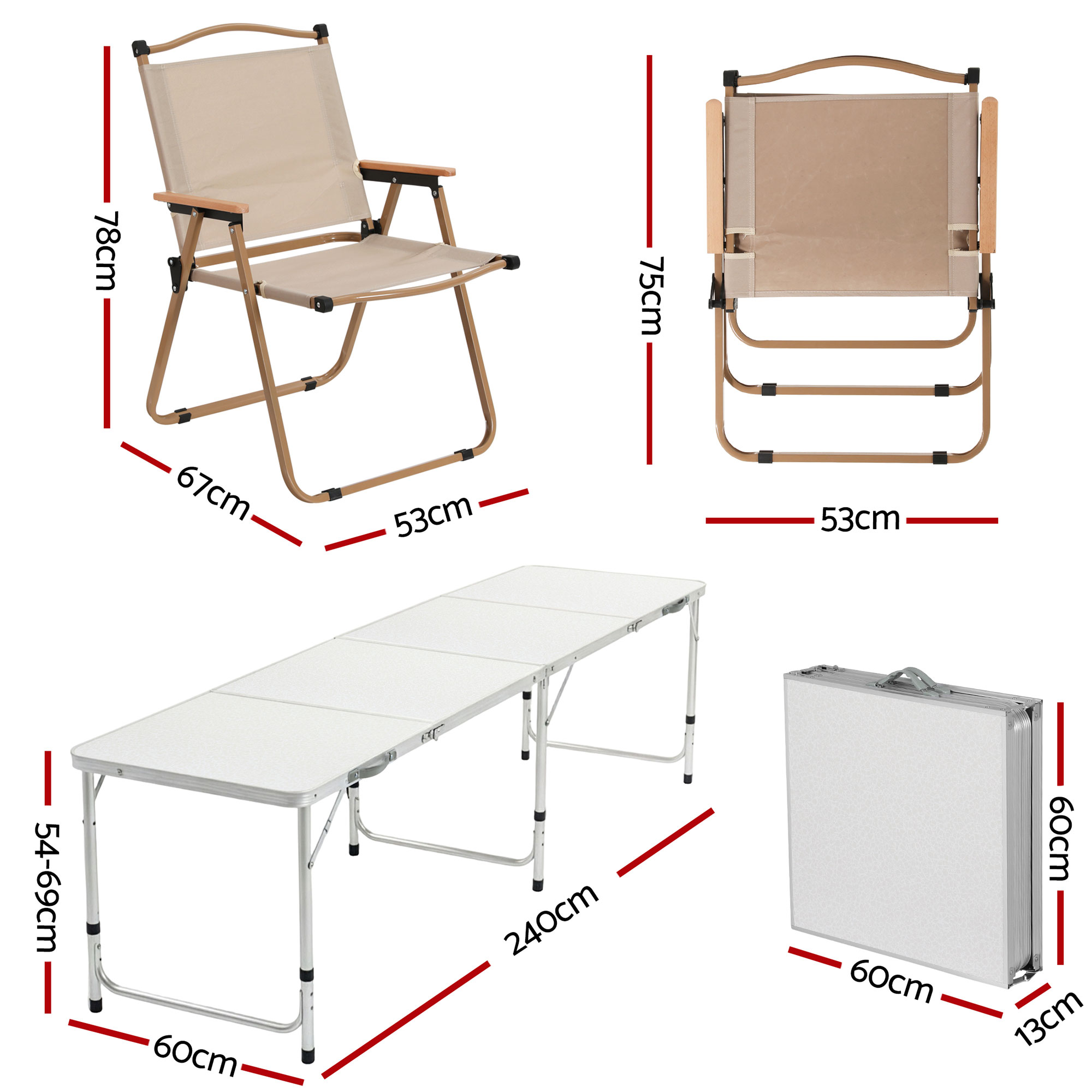 7-Piece Camping Table & Chair Set, 240cm Table | Weisshorn - Image 2